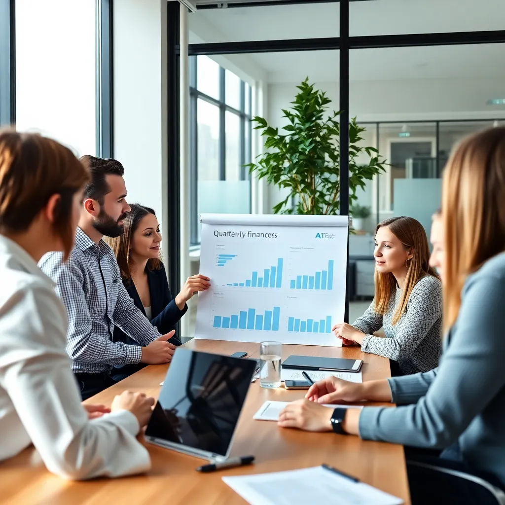 Financieel adviseur werkt aan kwartaalbudget op laptop